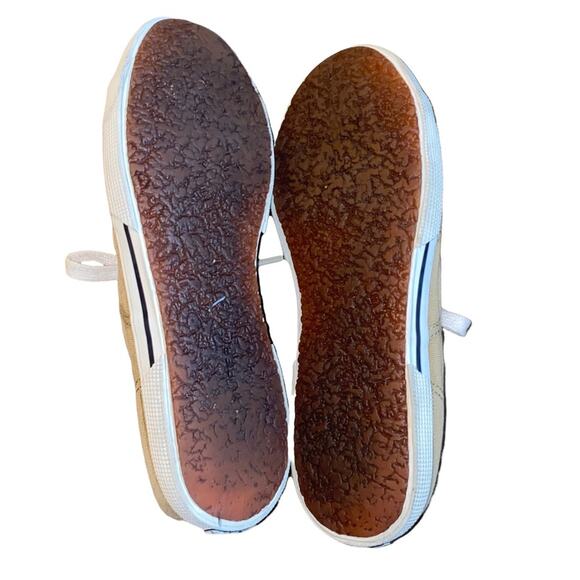 Superga Anthropologie Canvas Sneaker Shoes Tan with white soles size EU 39 US 8 - Picture 7 of 10